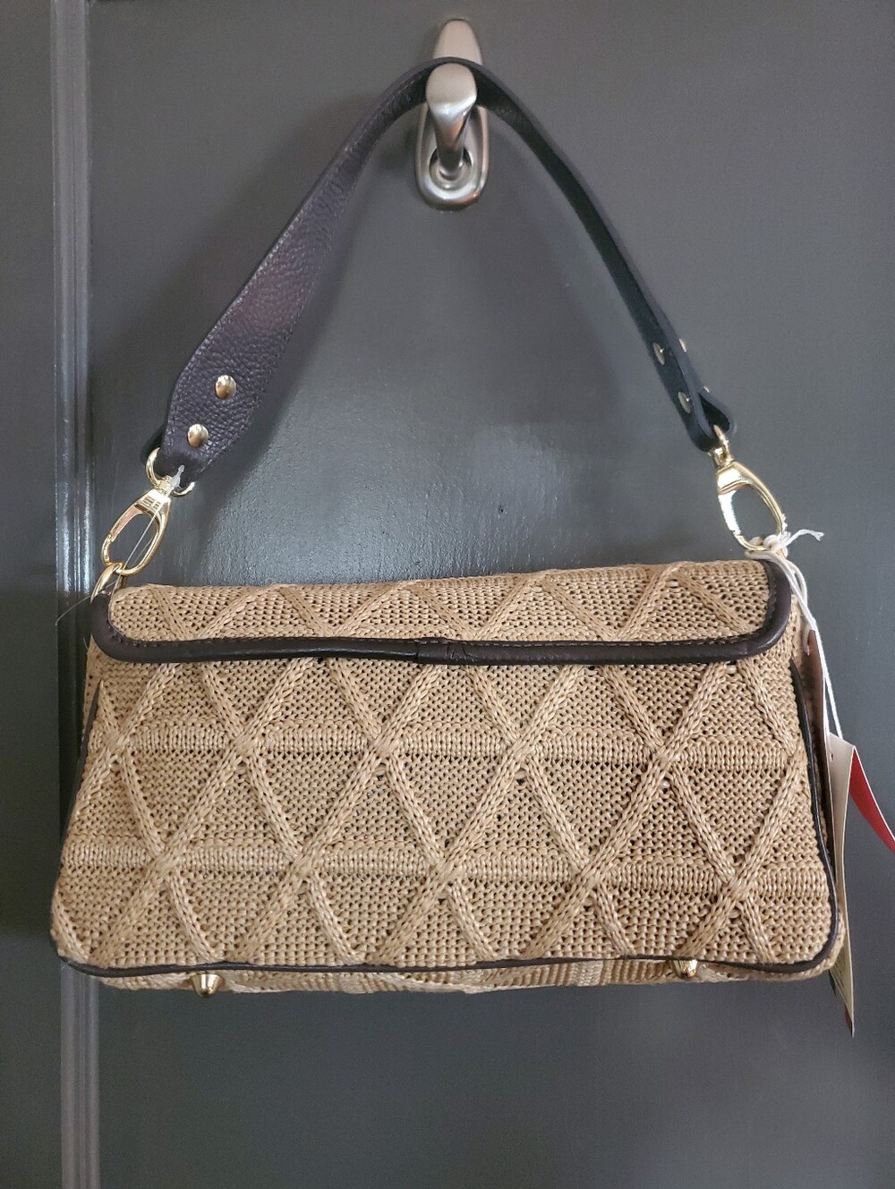 Portofino Coastal Italian Leather Woven Luxe Shoulder Bag - Picture 7 of 13